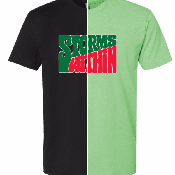 Storms Within Retro Tee in black and green